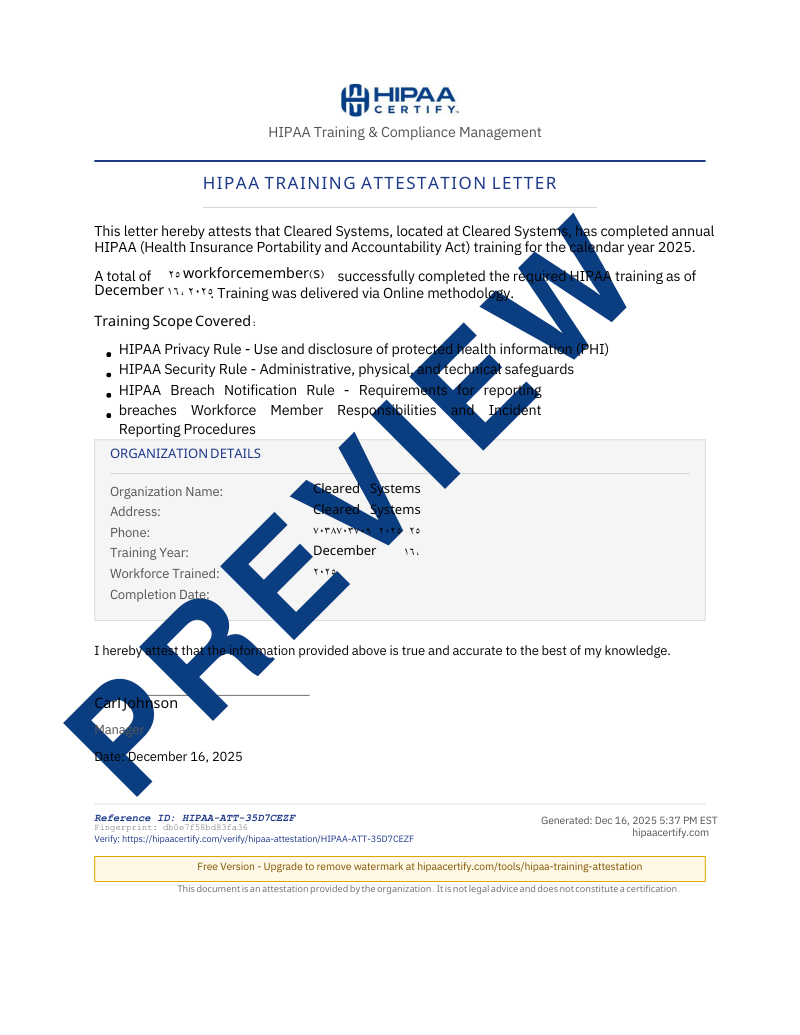 Hipaa Compliance Certification Free